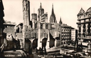 Vintage Postcard Plaza Berenguer El Grande Barcelona