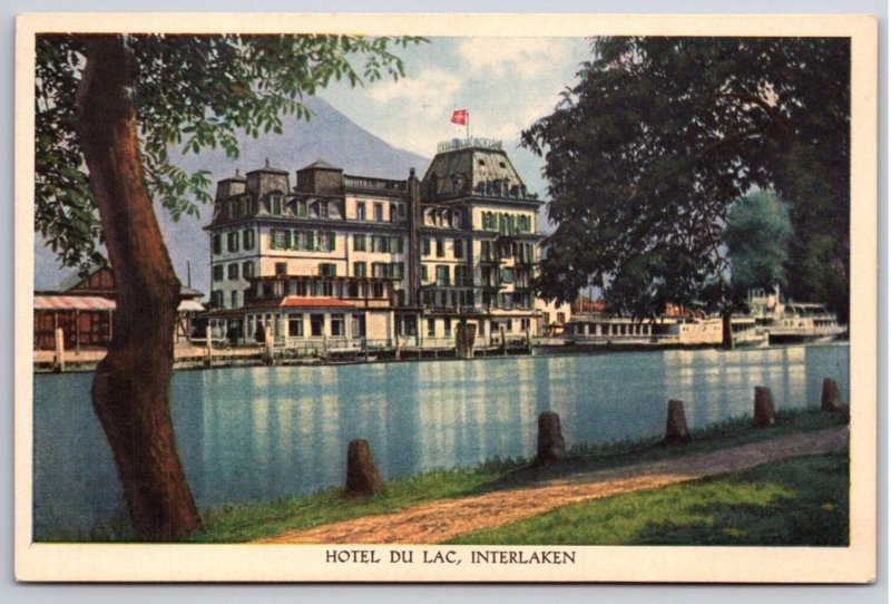 Hotel Du Lac Interlaken Switzerland UNP DB Postcard U24