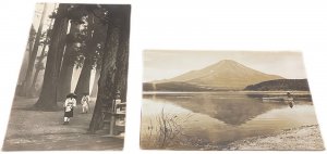 Lot 2 real photo postcards scenic Japan 1933/36 