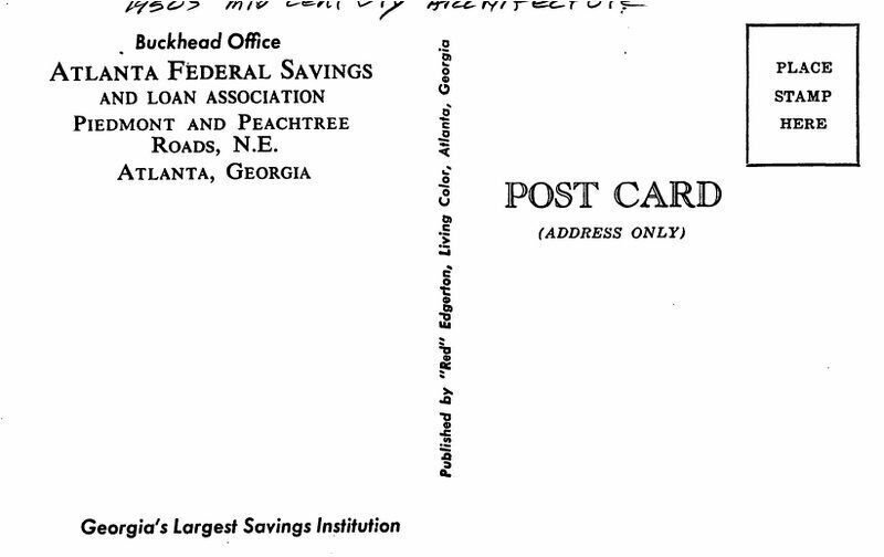 Atlanta Georgia Federal Savings Mid Century Architecture Postcard 21-5398