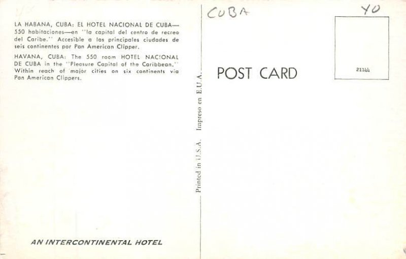 Hotel Nacional de Cuba Havana Cuba Postcard