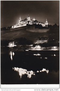 Germany Wuerzburg Festung Marienberg Nachtaufnahme