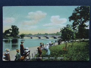 London HYDE PARK The Serpentine & Bridge c1905 Postcard