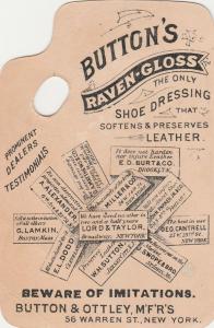 Victorian Die Cut Trade Card - Raven Gloss Shoe Dressing - Button & Ottley