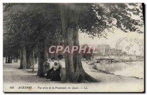 Old Postcard Auxerre View Taking the Quays Promenade