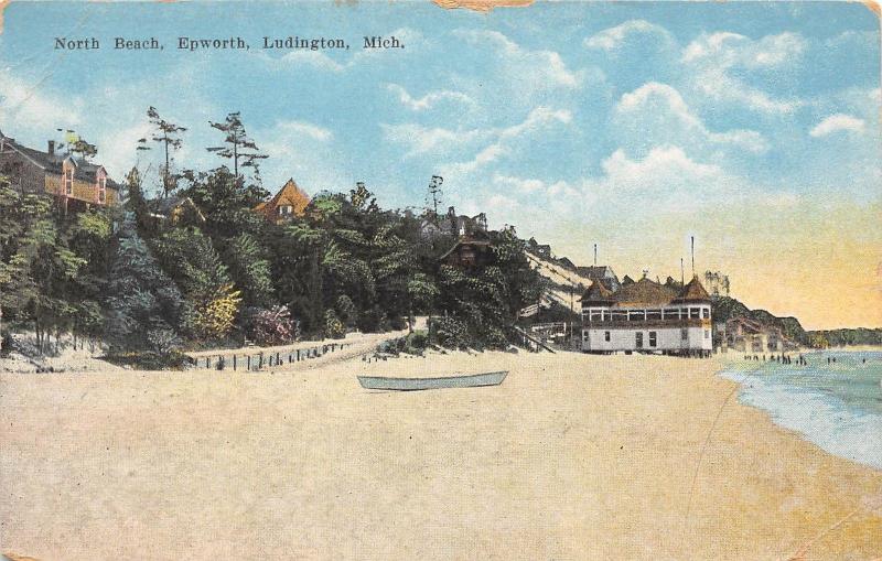 C97/ Ludington Michigan Mi Postcard c1910 North Beach Epworth Bath House