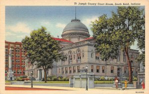 SOUTH BEND, Indiana IN     ST JOSPEH COUNTY COURT HOUSE  ca1940's Linen Postcard