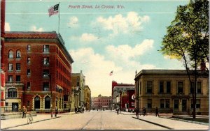 Postcard Fourth Street in La Crosse, Wisconsin~137946