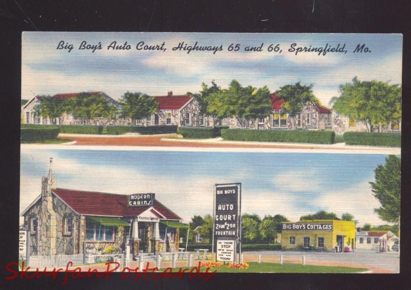 Springfield Missouri Route 66 GAS Station Fountain Serive Linen OLD Postcard United States