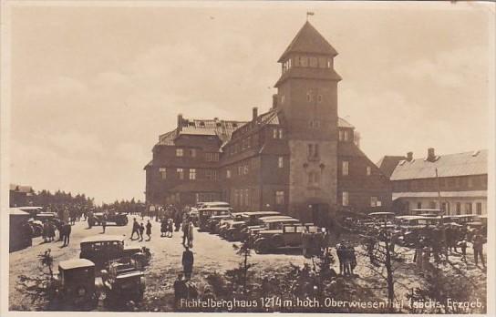 Germany Oberwiessenthal Fichtelberghaus 1214 Meter Hoch Old Cars Real Photo