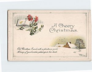 Postcard Christmas Greeting Card with Poem and Christmas Embossed Art Print