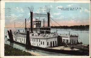 Vicksburg Mississippi MS Steamer Boat Q&C RR c1920 Postcard