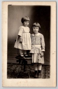 RPPC Salem IA Cute Florence & Estyl Metz Thompson Family c1920 Postcard U30