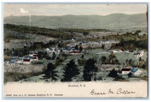 1908 Aerial View Houses Trees Valley Bradford New Hampshire NH Antique Postcard