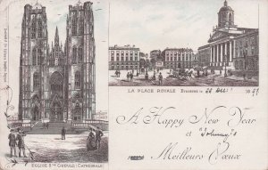 La Place Royale Brussels 1897 Antique Belgium Postcard