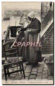 Old Postcard Dieppe fisherwoman The drying lines