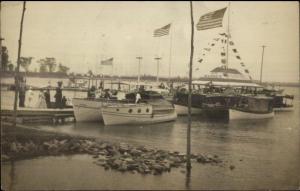 Plattsburgh Plattsburg NY Boats Docks Dr. Marnes Real Photo Postcard #1