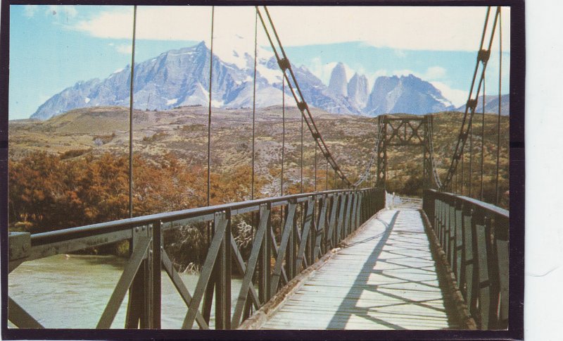 P1380 vintage unused RPPC puente sobre el rio payne magallanes chile foot bridge