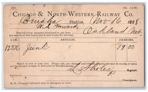 1888 Chicago & North-Western Railway Co. WS Howard Omaha Nebraska NE Postal Card