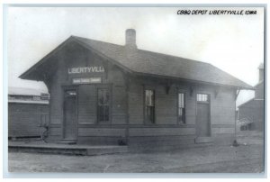 c1960's CB&Q Depot Libertyville Iowa IA Train Depot Station RPPC Photo Postcard