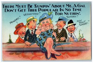 c1930's Fat Woman Mens Cigar There Must Be Sumpin About Me Vintage Postcard