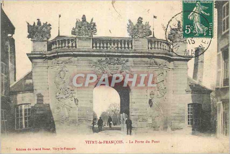 Old Postcard Vitry le Francois Gate Bridge