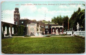 Postcard - Italian Garden, Belle Vista Castle, Residence of C. Lambert - N. J.