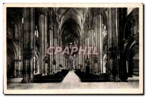 Old Postcard Bourges inside the Cathedral the nave