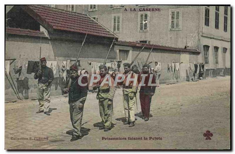 Postcard Old Army Barracks prisoners doing the ball