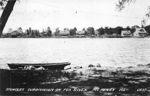 RPPC STENGERS SUBDIVISION ON FOX RIVER MCHENRY ILLINOIS REAL PHOTO POSTCARD 1931