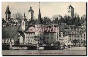 Switzerland Old Postcard Luzern Kapelplatz und Museggturms