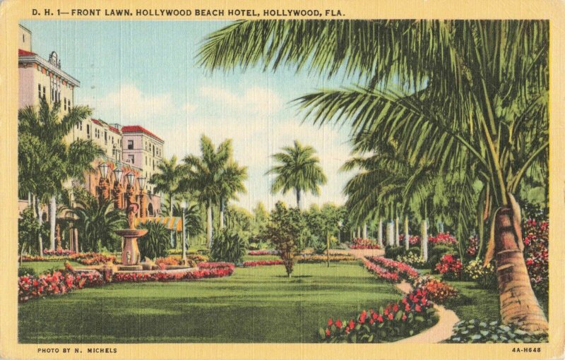 Postcard Front Lawn Hollywood Beach Hotel Florida