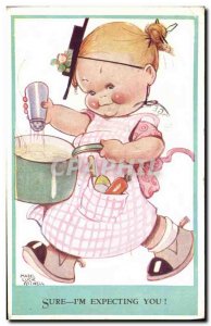 Old Postcard Fantasy Illustrator Child Sure i & # 39m expecting you