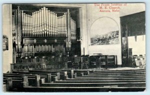AURORA, Nebraska NE ~ Front Interior of M.E. CHURCH ca 1910s  Postcard