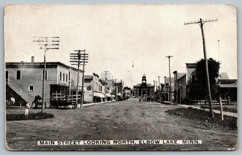 Elbow Lake Minnesota~Main Street Stores~Wagons~Dead End at Courthouse~~c1910