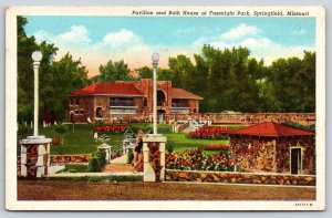 Springfield Missouri~Pavilion & Bath House @ Fassnight Park~Vintage Linen PC
