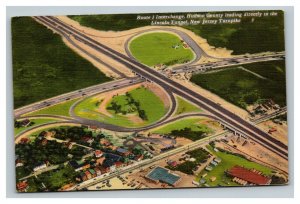 Vintage 1952 Postcard Aerial View Route 3 Hudson County New Jersey Turnpike