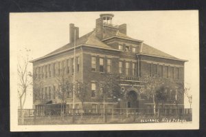 RPPC ALLIANCE NEBRASKA HIGH SCHOOL BUILDING VINTAGE REAL PHOTO POSTCARD