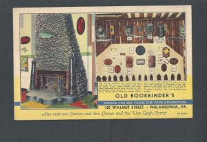 Post Card Ca 1925 Phila Pa Famous Old Bookbinders Seafood Restaurant Started----