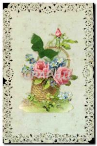 Old Postcard Fantasy Flowers Embroidery