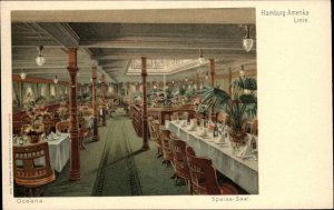 Hamburg-Amerika Line Steamships Ship c1900 Postcard OCEANA SPEISE-SAAL