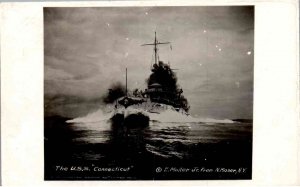 RPPC - Military - The USS Connecticut Ship - c1940