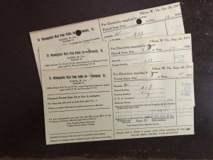 ELKINS WV~MONONGAHELA WEST PENN PUBLIC SERVICE~1931 ELECTRICITY BILLS-LOT OF 3