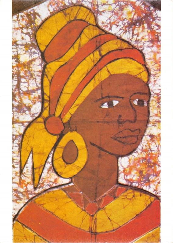 B95634 batikmotiv fran gambia africa postcard types folklore costumes