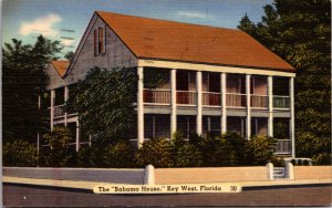 Linen Postcard The Bahama House in Key West, Florida