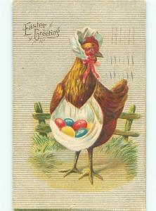 Pre-Linen Easter HUMANIZED CHICKEN WEARING APRON AB4134