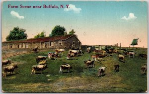 Buffalo New York NY, 1914 Farm Scene, Greenfield, Animals, Vintage Postcard