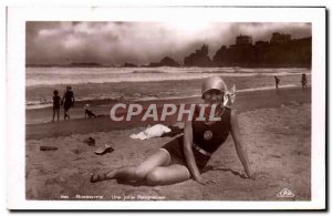 Old Postcard Women Jersey Bathroom Biarritz A pretty bather