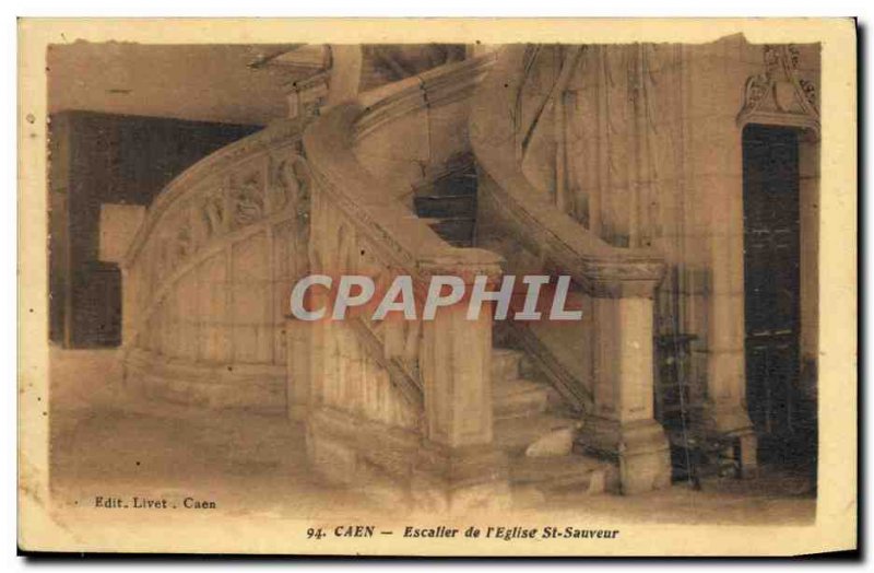 Old Postcard Caen L Eglise Saint Sauveur The Staircase