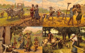 Italy Fine Arts Sculpture Prof. F. Pifferetti agriculture lot of 4 old postcards 